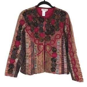 Velvet Red Jacket Witch Patchwork Medieval Bohemian Tapestry Ren Faire Medium